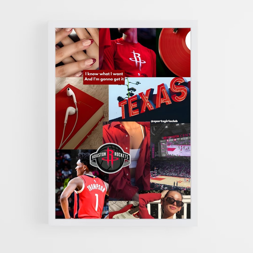 Poster Rockets en Rouge – affiche Basketball (vue 3)